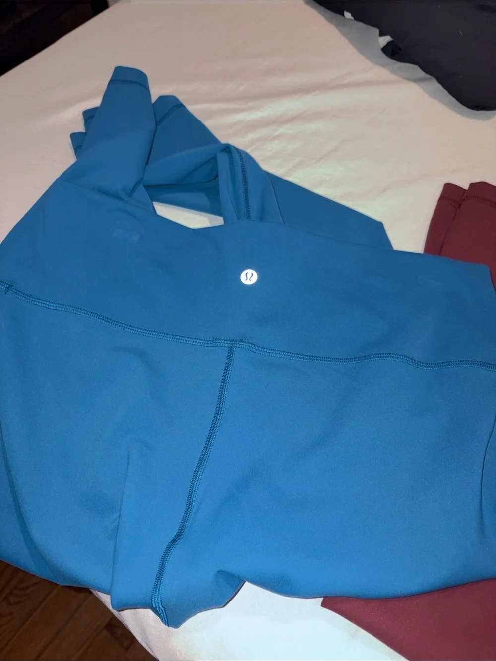 Lululemon size 14 High-Waist Active Leggings Duo — Teal & Burgundy